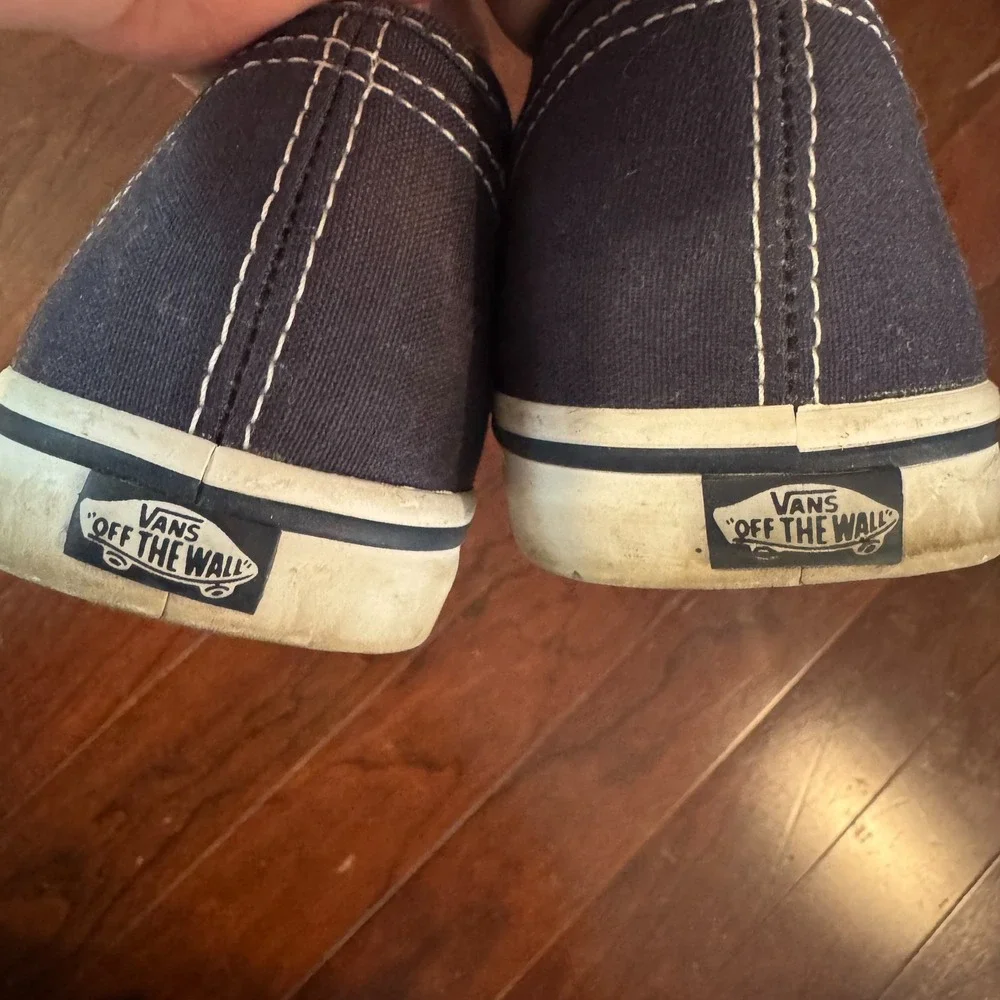 VANS Authentic Navy Blue Canvas Lace Up Low Top Sneakers Shows Womens 8 Mens 6.5
